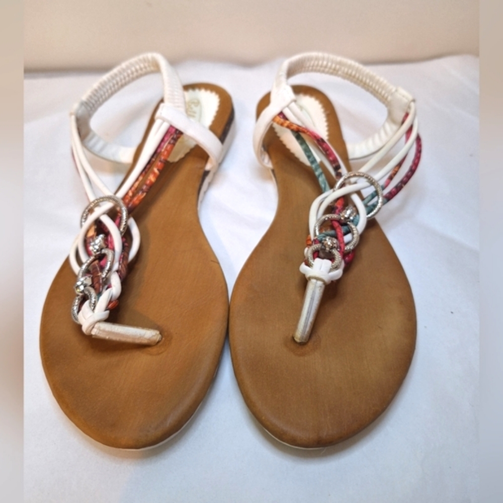 Bella Siba Italia white braided silver rhinestone sandals 39